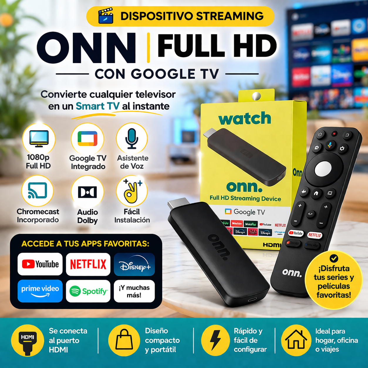 Decodificador ONN Full HD